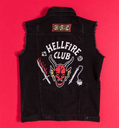 Stranger Things Hellfire Club Vintage Black Sleeveless Denim Jacket