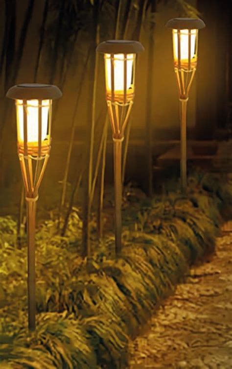 Bamboo Garden Solar Torch Led 70cm