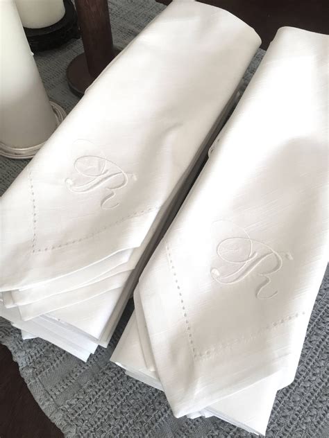 Set Of Bulk Monogrammed Cloth Wedding Napkins Linen Napkins