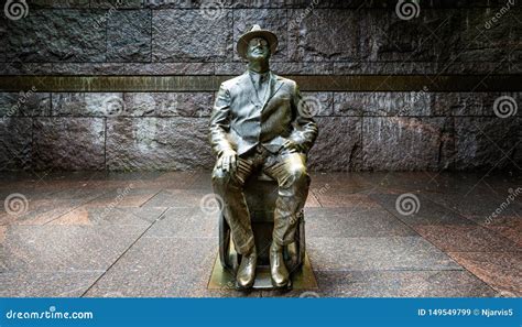 Statue Of Franklin Roosevelt Sitting In His Wheelchair In The Franklin