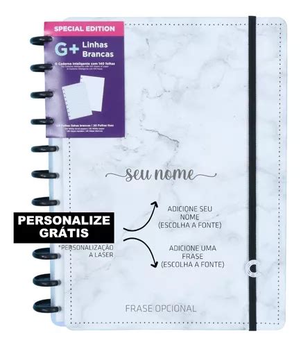 Caderno Inteligente Personalizado G Linhas Brancas Fls