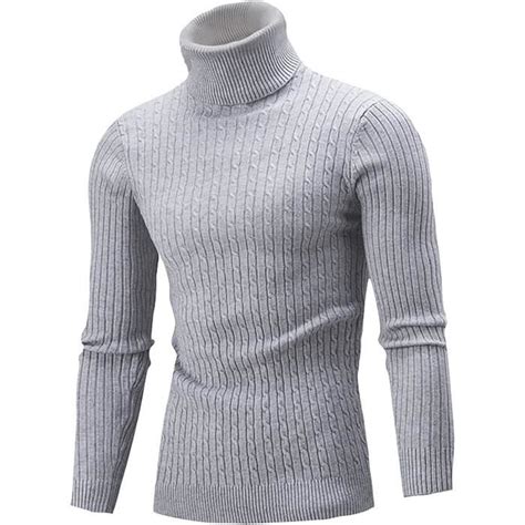 Pull Homme Hiver Pull Col Roul Homme Travail Sport Mince Uni Pull De