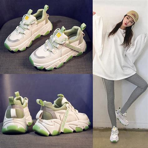 Buy Women Chunky Sneakers Vulcanize Shoes Korean Fashion Female White Platform Thick Sole