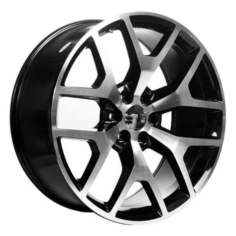 22 Gmc Sierra Wheels 288 Black Machined Oem Replica Rims Vc021 1