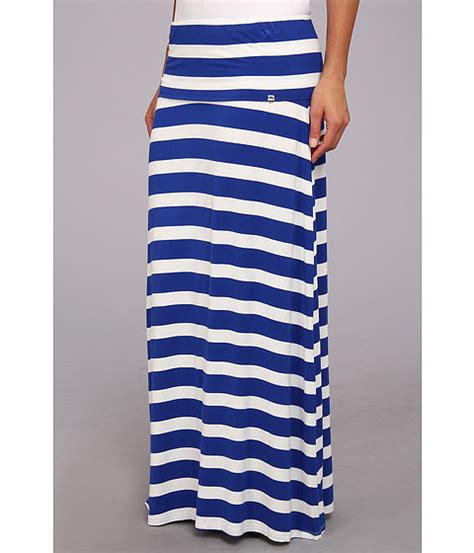 Calvin Klein Thick Stripe Maxi Skirt Blue White 6pm