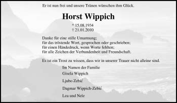 Traueranzeigen Von Horst Wippich Trauer In Nrw De