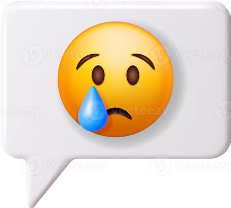 3d Yellow Sad Crying Emoticon In Speech Bubble 35714682 Png