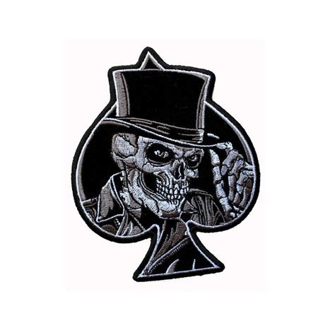 Biker Chopper Rocker Skelett Zylinder Hat Skull Spade Aufbügler