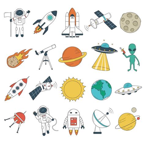 Set Of Space Objects 11478021 Vector Art At Vecteezy