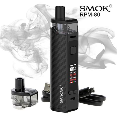 Jual VAPE VAPOR ROKOK ELEKTRIK SMOK RPM 80 KIT BLACK CARBON FIBER MURAH