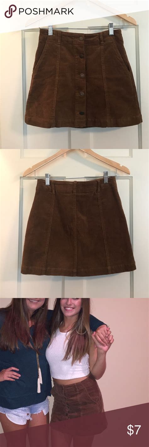 Brown Suede Skirt Comfortable And Can Be Worn For Any Season Buttons