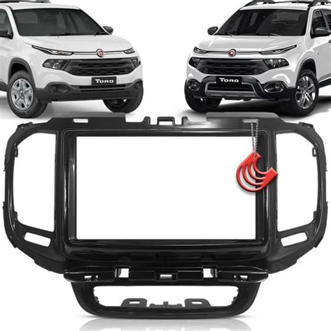 Moldura Painel 2 Din Central Multimidia Dvd Mp5 Black Piano Fiat Toro