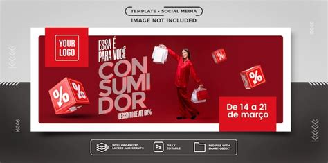 Banner de mídia social semana do consumidor descontos especiais