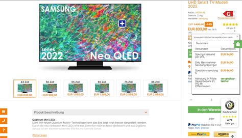 Bester Mini LED TV zum günstigsten Preis Samsung Neo QLED QN90B 4K