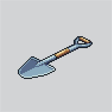 Premium Vector Pixel Art Illustration Shovel Pixelated Shovel Iron