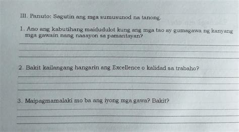 Iii Panuto Sagutin Ang Mga Sumusunod Na Tanong Tysm Po Sa Sasagot