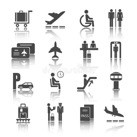 Huge Set Of Airport Icons Or Signs Stock Vector Illustration Of Huge