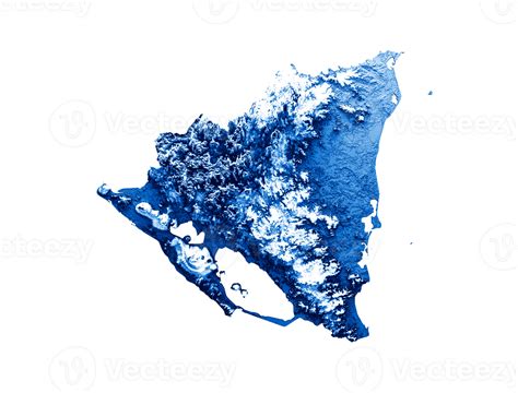 Nicaragua Map With The Flag Colors Shaded Relief Map 3d Illustration