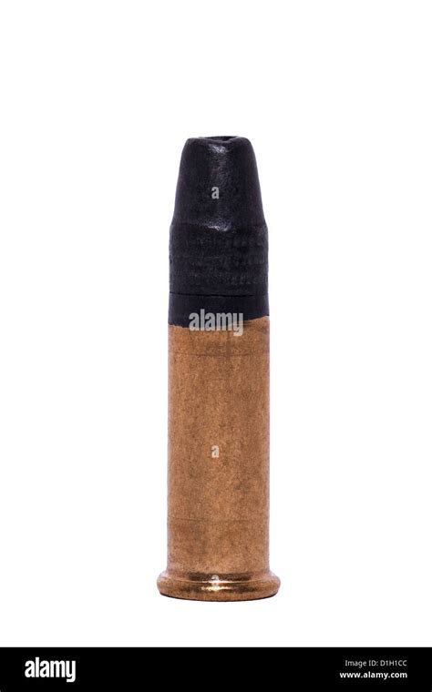 A 22 Calibre Hollow Point Single Rifle Bullet On A White Background