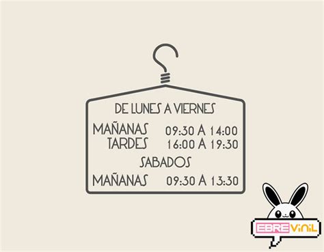 Vinilo Decorativo Para Mostrar Los Horarios En Tiendas De Moda Y Ropa