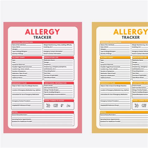 Printable Food Allergy Card Template - Creative Printable