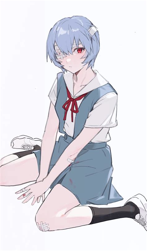 Safebooru 1girl Aiko Kanl Ayanami Rei Bandage Over One Eye Bandages Bandaid Bandaid On Arm