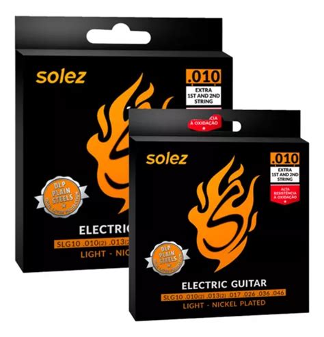 2 Encordoamento Guitarra Solez Slg10 010 2 Cordas Extra Frete grátis