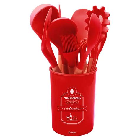 Kit de Utensílios de Cozinha Alta Cucina Vermelha 12 pçs Decorafast