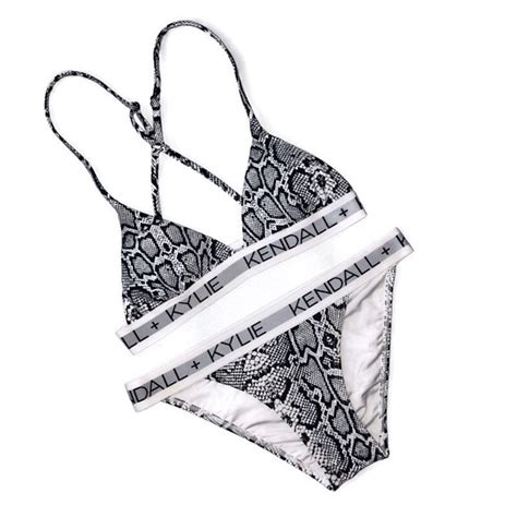 Kendall Kylie Swim Kendall Kylie Snakeskin Print Logo Bikini Poshmark