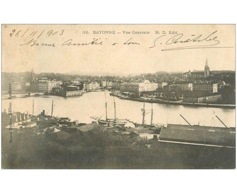 carte postale ancienne 64 BAYONNE Vue générale 1903 Carte molle aux