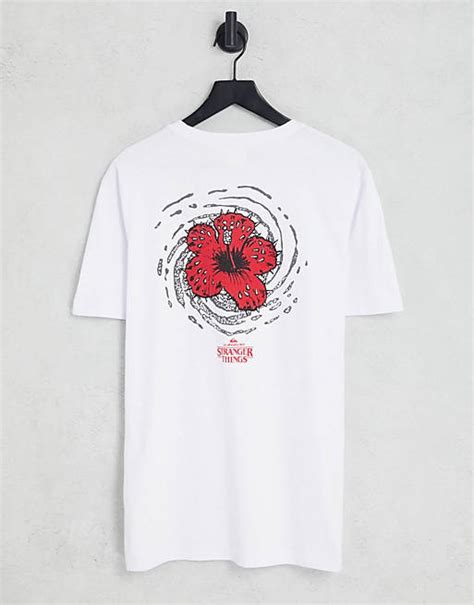 Quiksilver X Stranger Things Hellbiscus T Shirt In White Asos