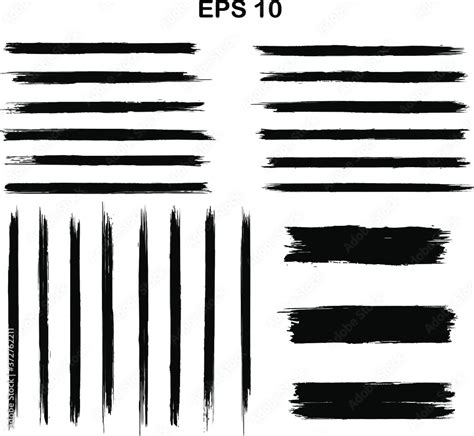 Black Line Grunge Brush Strokes Ink Paint Set Eps Paint Brushes