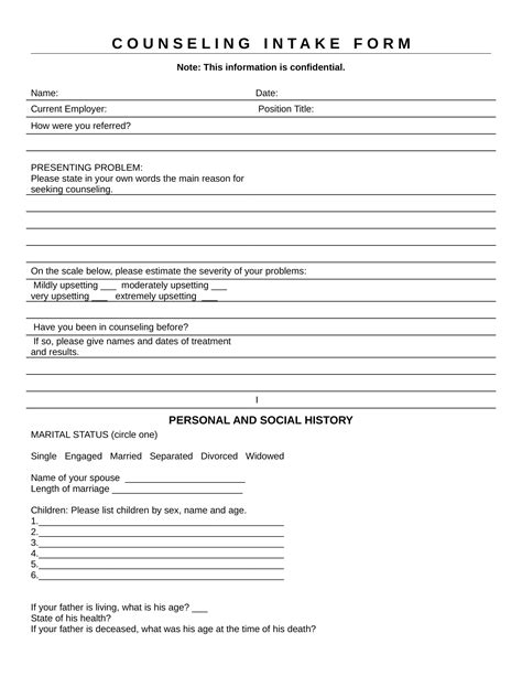 Free 21 Counseling Intake Forms In Pdf Ms Word