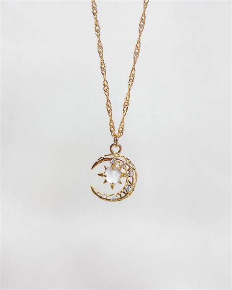 Moon Necklace Gold Moon Necklace Star Moon Necklace Moon Phase