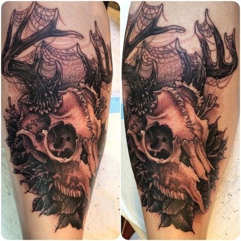 Stag Skull Tattoo On Calf Best Tattoo Ideas Gallery