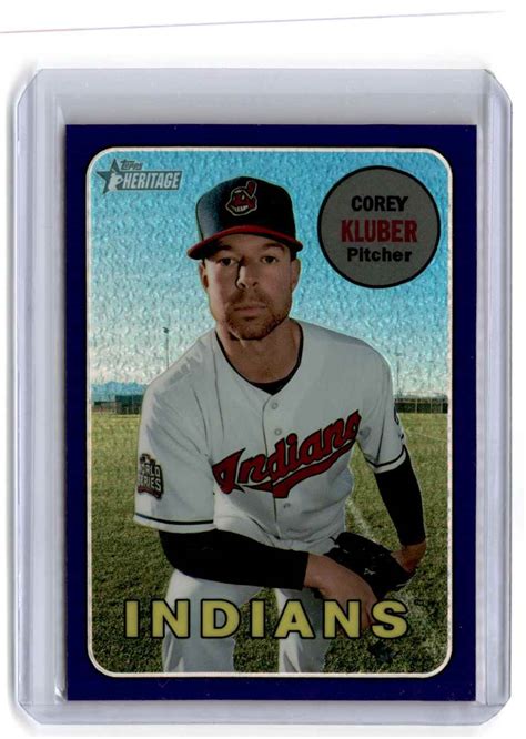 2018 Topps Heritage Chrome Purple Refractor Corey Kluber Cleveland