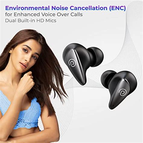 Ptron Bassbuds Wave Enc Bluetooth 53 Wireless Headphones 40hrs Total Playtime Movie Mode