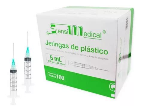 Jeringa Sensimedical 5ml C Aguja 21gx32mm Verde Caja C 100pz