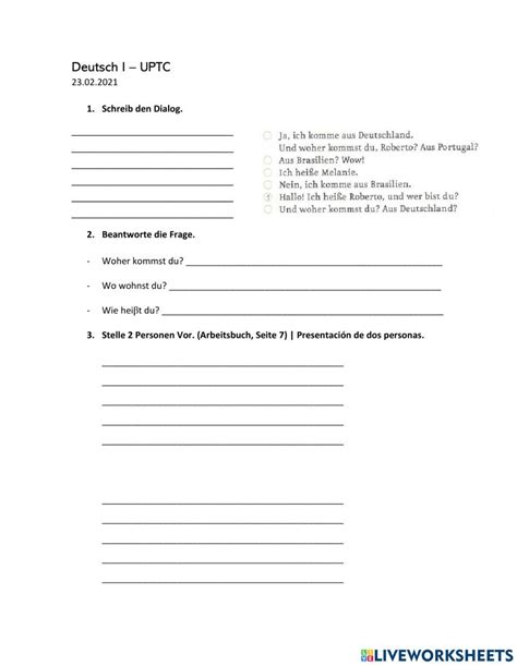 Wiederholung Deutsch Als Fremdsprache Daf Worksheet Live Worksheets