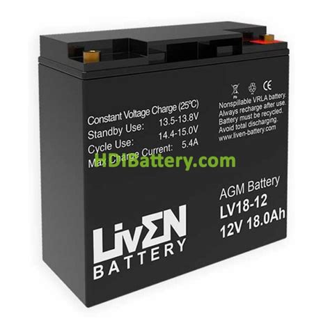 Batería De Plomo Agm Liven Battery Lv18 12 12 Voltios 18 Amperios