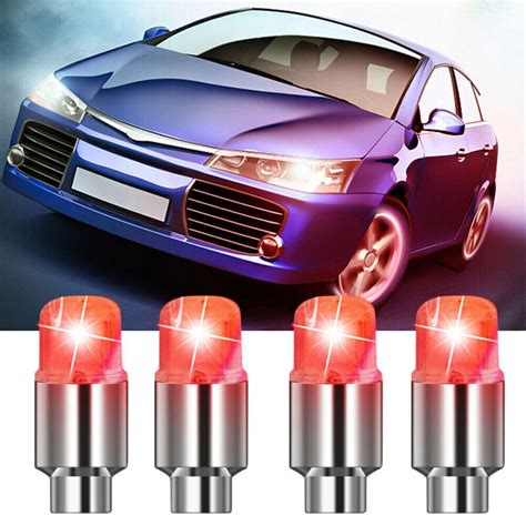 4x Red Car Wheel Tire Tyre Air Valve Stem LED Light Caps Cover Auto