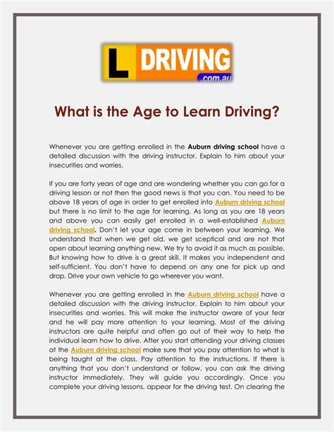 Ppt What Is The Age To Learn Driving Powerpoint Presentation Free