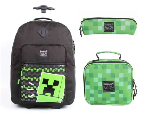 Kit Mochila De Rodinha Minecraft Em Lancheira E Estojo Mercado Livre