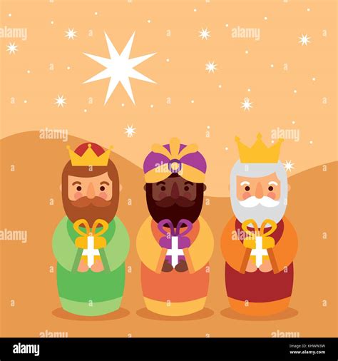 Feliz Dia De Los Reyes Tres Reyes Magos Traen Regalos A Jesús Imagen