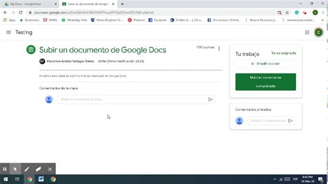 Cómo subir un documento de Google Docs a Google Classroom YouTube