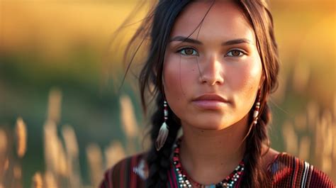 Premium Photo | A native American Sioux Indian woman against nature ...