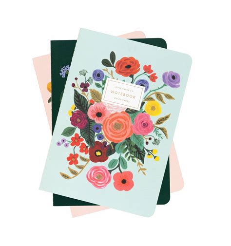 Rifle Paper Co Pack Of 3 Stitched Notebooks Garden Party