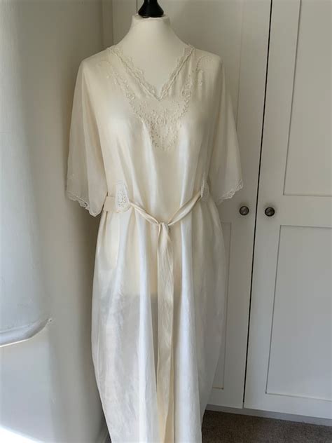 Vintage Edwardian S Ivory Tissue Silk Nightgown Han Gem