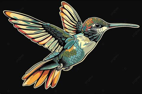 Beautiful Flying Hummingbird Design Element Clip Art Background Bird