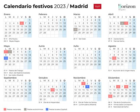 Calendario Laboral Comunidad De Madrid 2023 Horizon Abogados